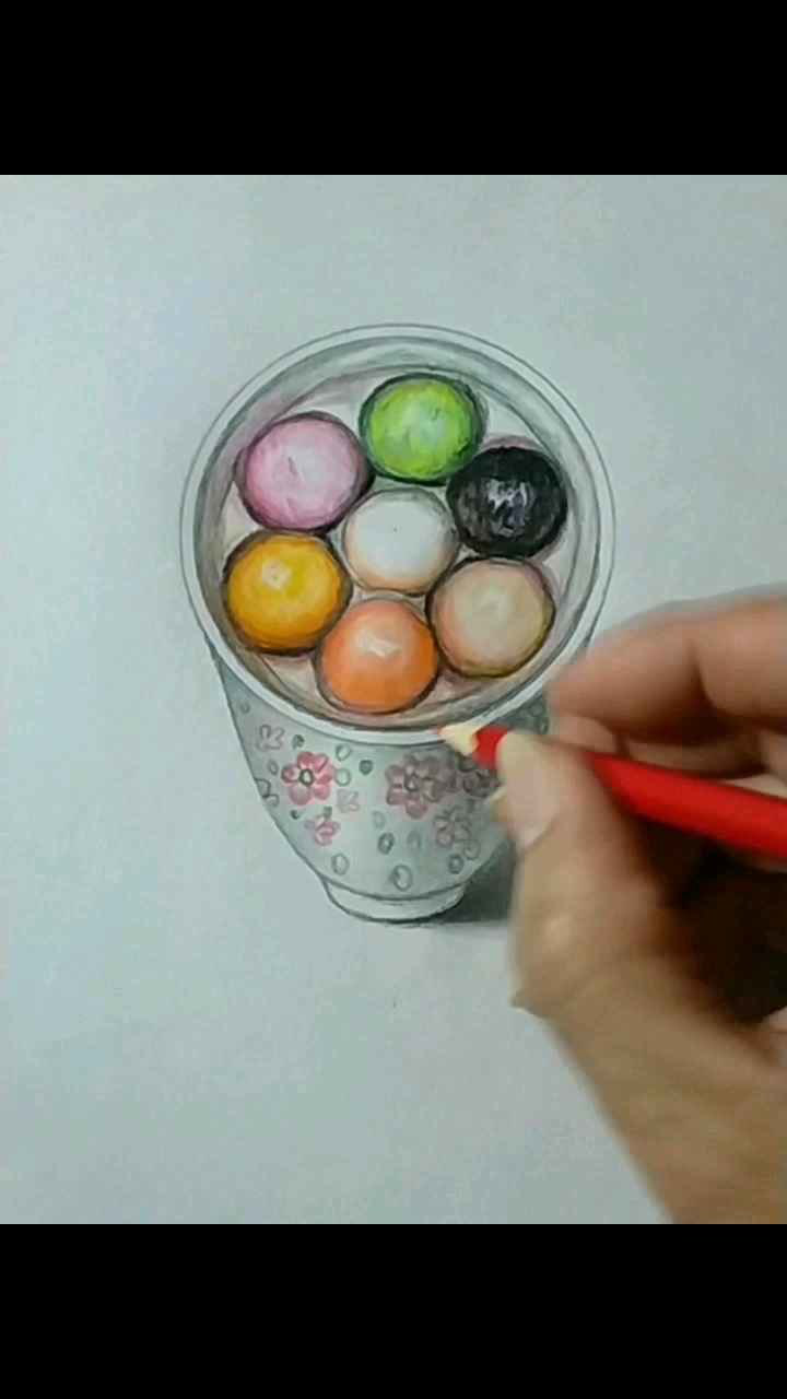 画一碗彩色汤圆闹元宵!祝元宵节快乐!