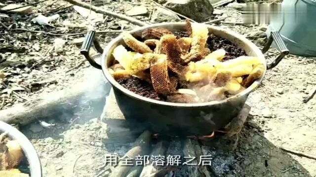 看掌柜如何提炼老蜂巢,制作诱蜂蜡的详细步骤,原来那么简单