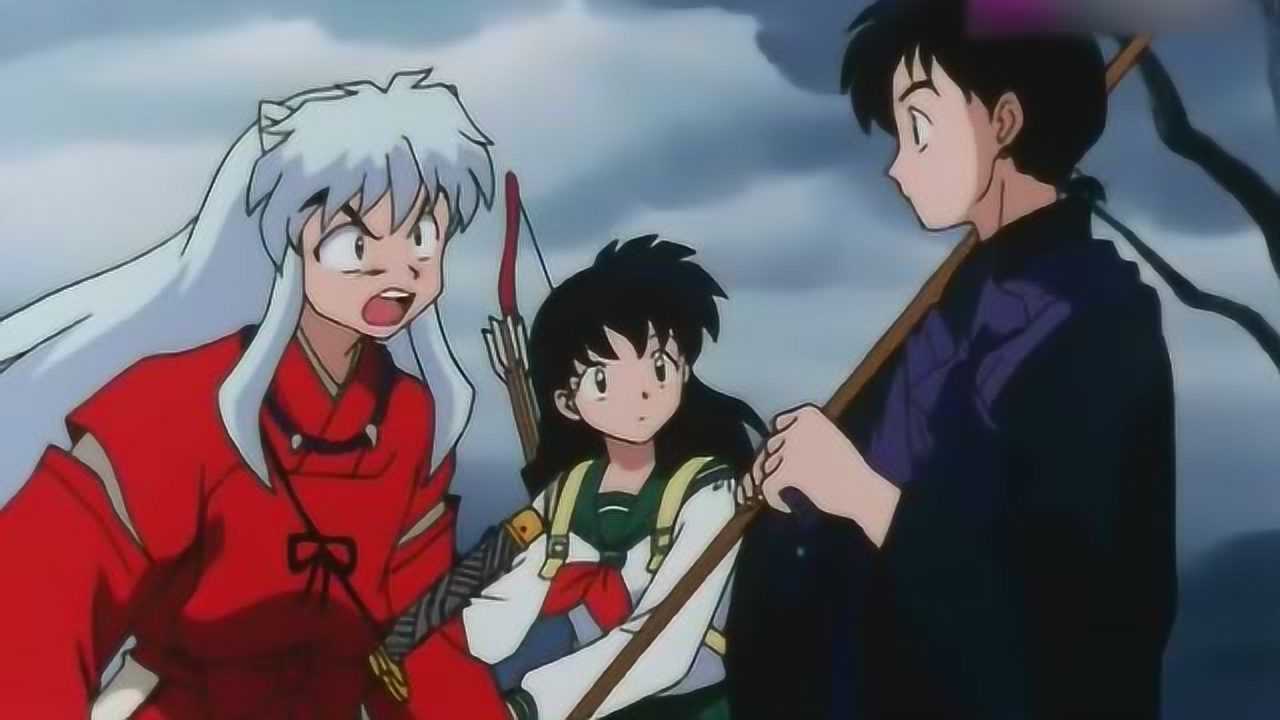 犬夜叉粤语:弥勒真是个势利眼和尚,先收礼再办事,犬夜叉很无奈