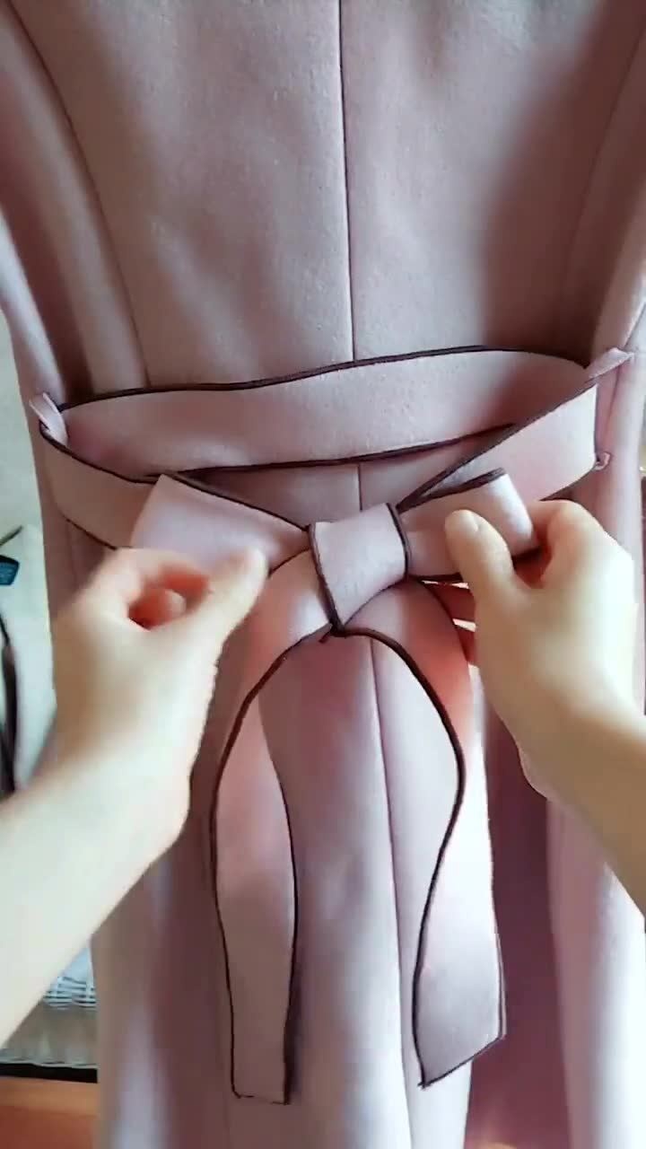 蝴蝶飞风衣腰带蝴蝶结慢动作教你