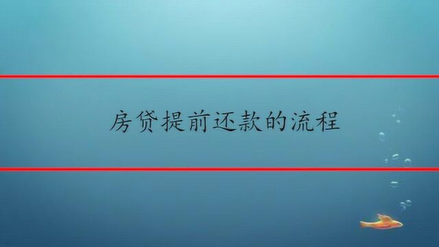 房贷提前还款的流程