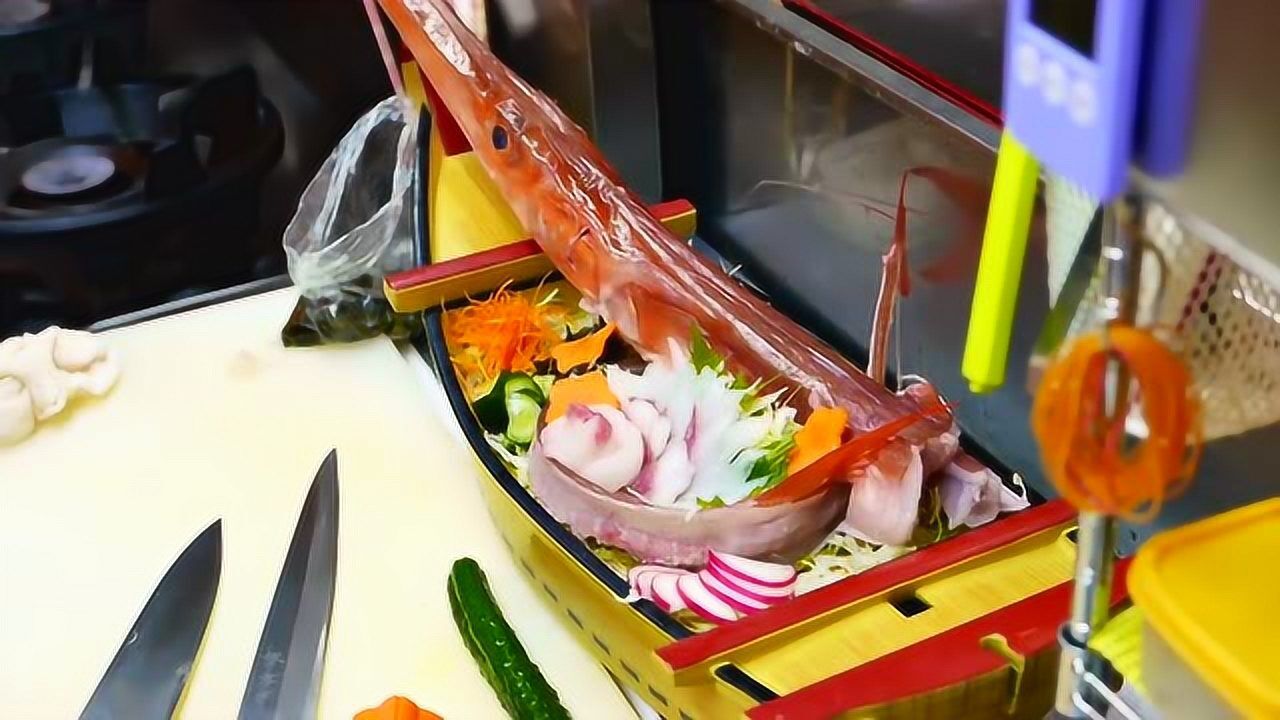 shijia世界美食之日本站 试吃日式红烟管鱼 生鱼片 日本海鲜