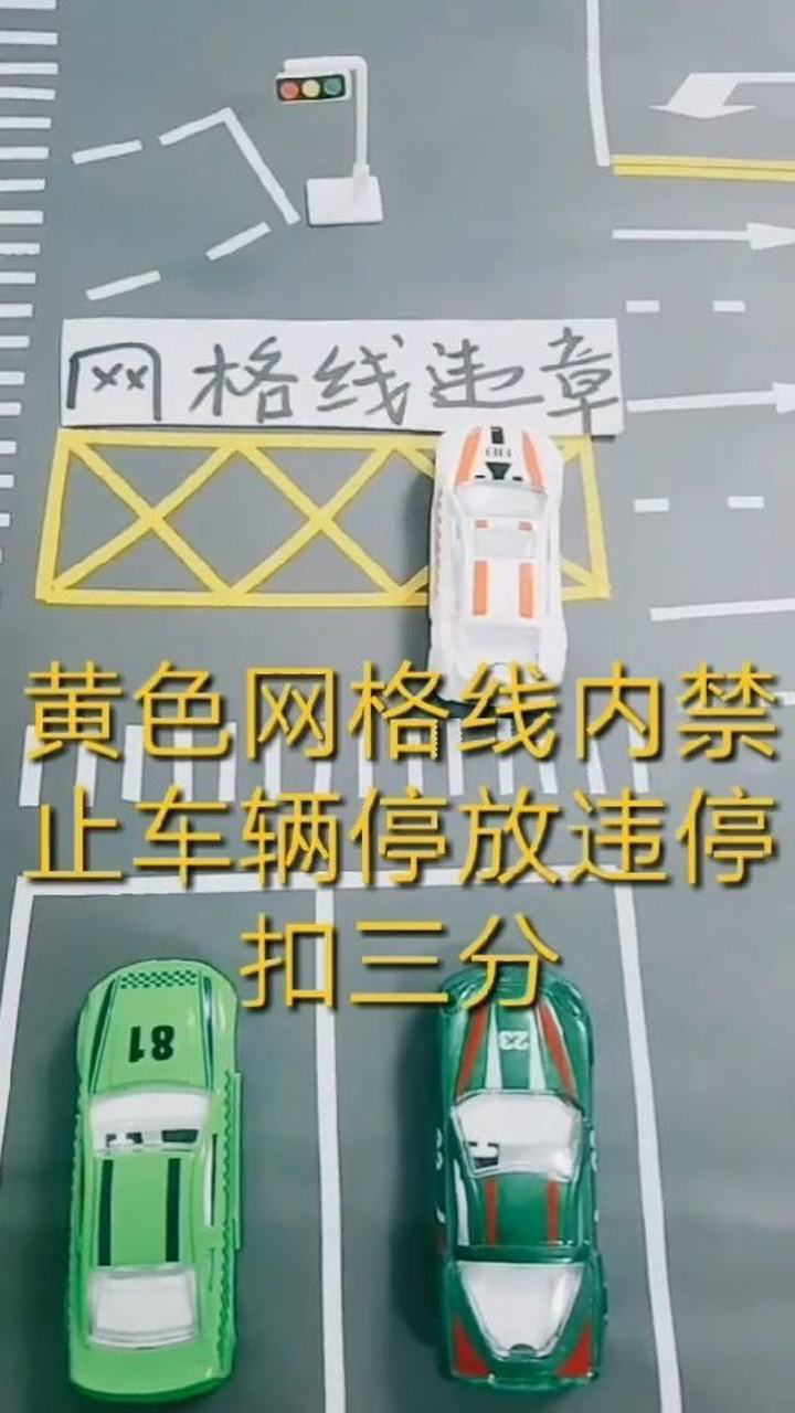 黄色网格线内禁止停放车辆违停扣三分交通安全