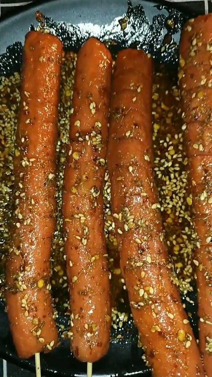 最火的街边小吃炸香肠小朋友都爱吃的美食