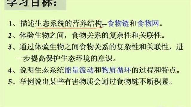 1.北师大版生物八下23.3生态系统的结构和功能——学习目标