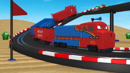 沙漠搭建火车站 大红小火车的新伙伴