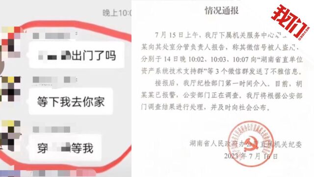 湖南官方回应涉“省直单位”微信群不雅信息事件:纪检部门已介入