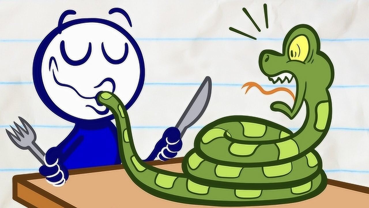 一只青蛙钻进了男孩的肚子里为了抓住青蛙男孩生吞了一条蛇