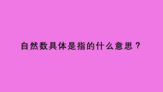 自然数具体是指的什么意思?