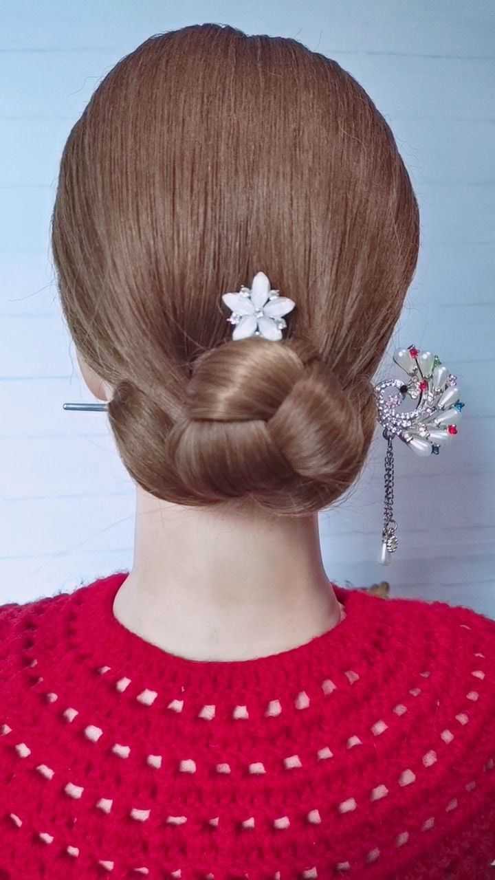 中长发实用发簪盘发