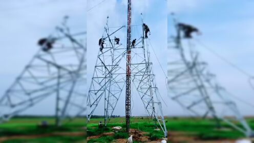 抱杆组立电力铁塔