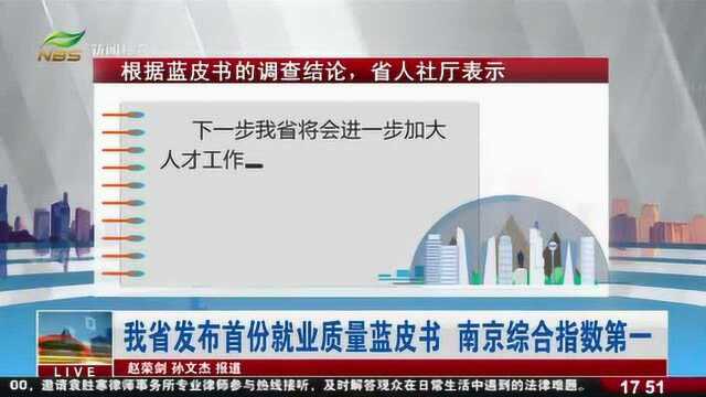 江苏省发布首份就业质量蓝皮书,南京综合指数第一