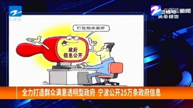 主动公开25万条信息 宁波全力打造群众 满意的透明型政府