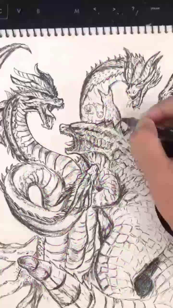 美术生教你画哥斯拉刚开始以为很简单直到看到最后一幕