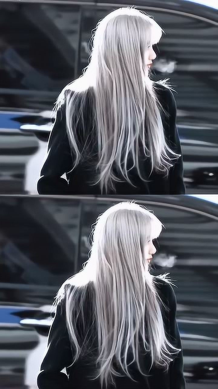 银灰色头发的lisa特别美喜欢她迷人的笑容虽然她的嘴巴很大