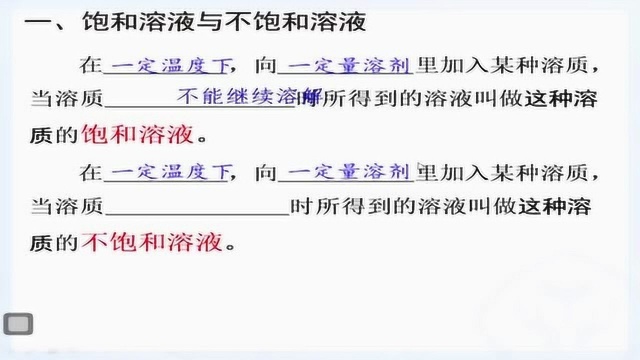 人教版初中教材 九年级化学下册 第九单元 课题2 溶解度 第一课时