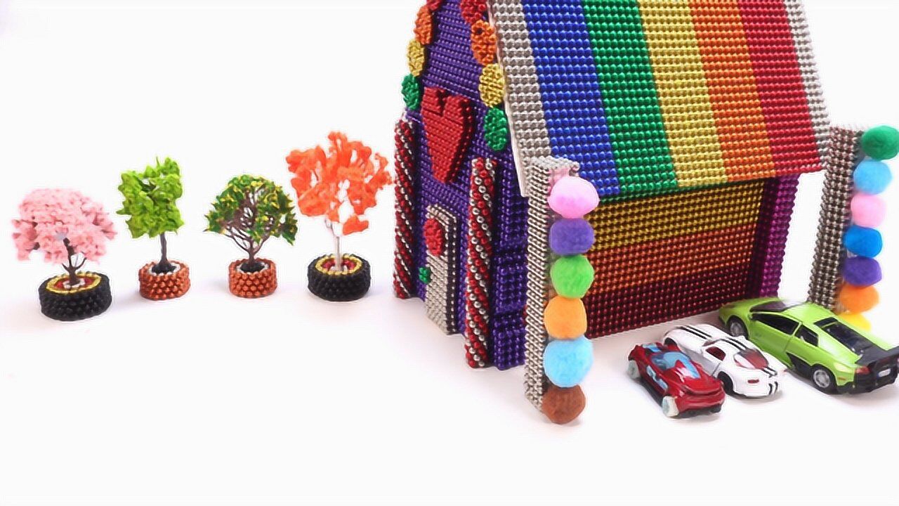 趣味手工:磁力珠diy爱心小屋