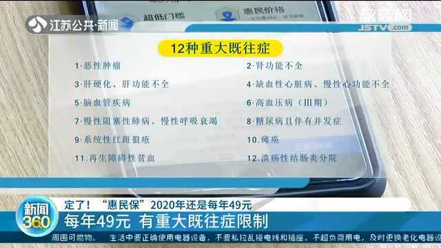 定了!“惠民保”2020年还是每年49元 有重大既往症限制