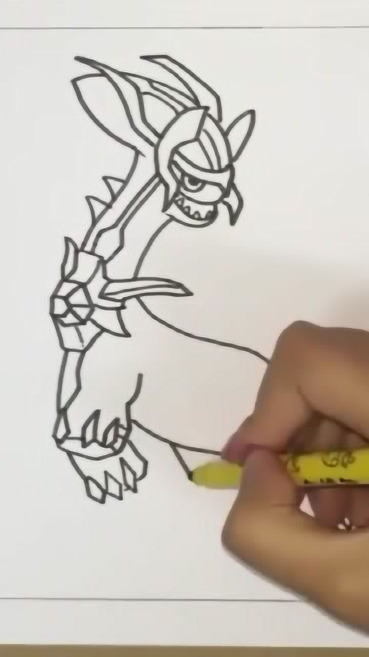 一步一步画帝牙卢卡,帝牙卢卡的简笔画,只需简单几步就可以完成