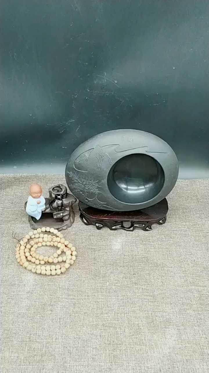 天然鹅卵石纯手工雕刻茶洗,笔洗收藏级孤品.