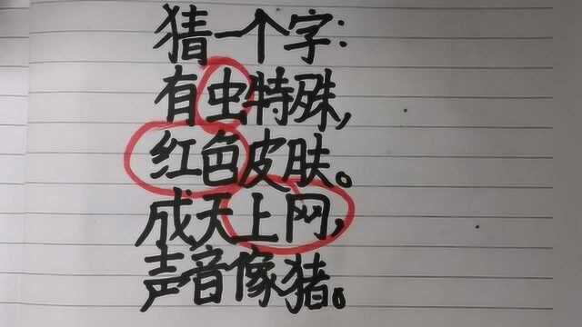 猜字谜第019期,成天上网,难道这个字的谜底会是人字?