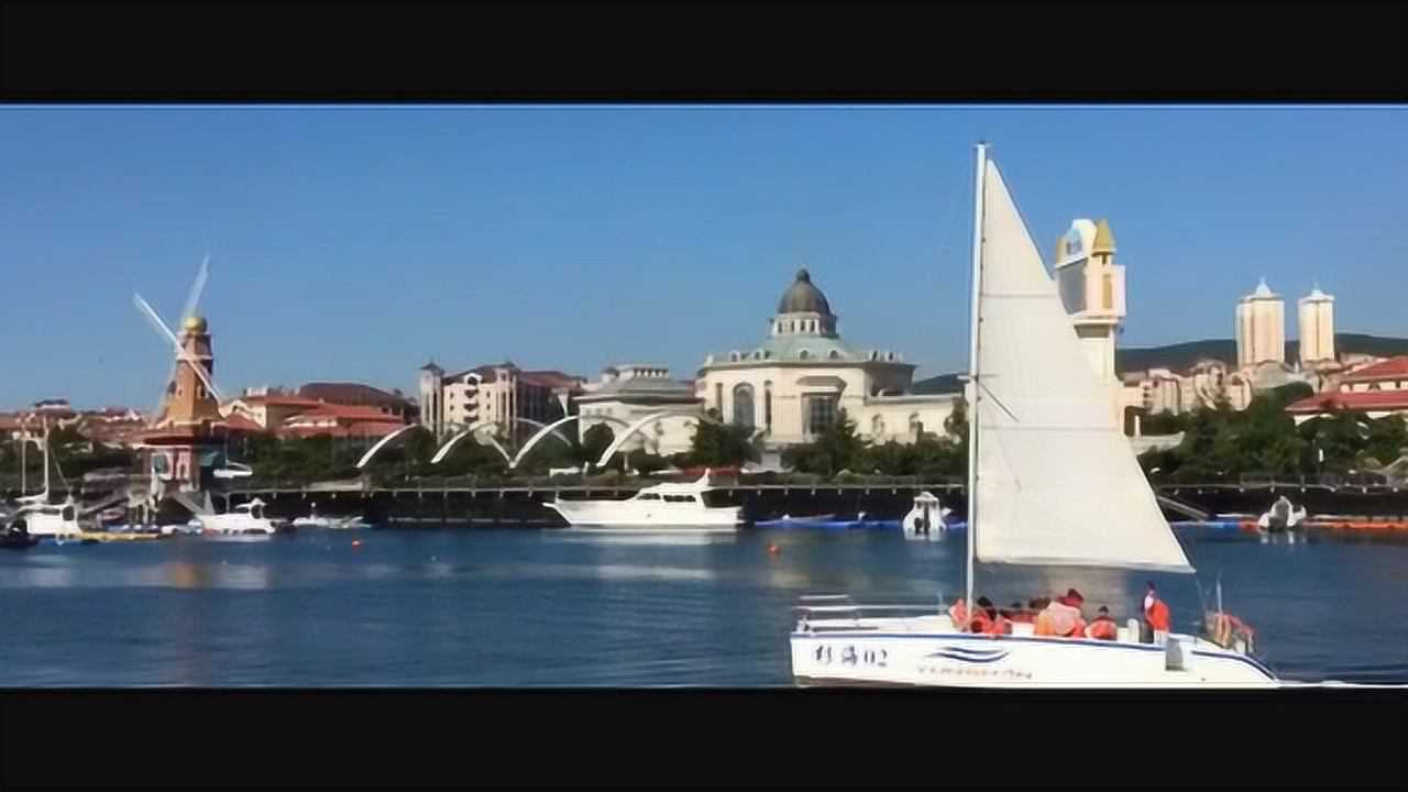 大连高新区圣汐湾帆船游艇码头港湾风景