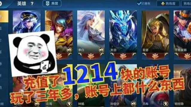 玩了三年多的游戏账号,一共充值了1214块,账号上都有些什么东西