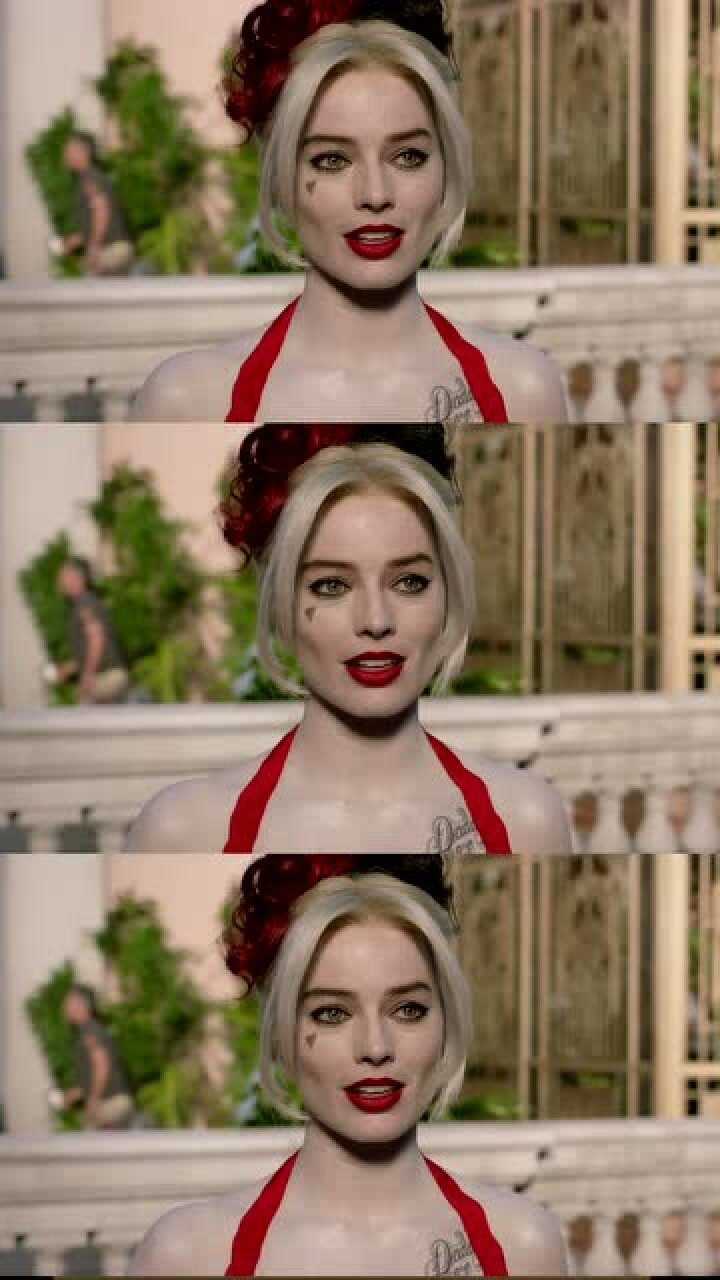 黑白发色的哈莉奎茵太美了白到发光穿着红裙也能高踢腿