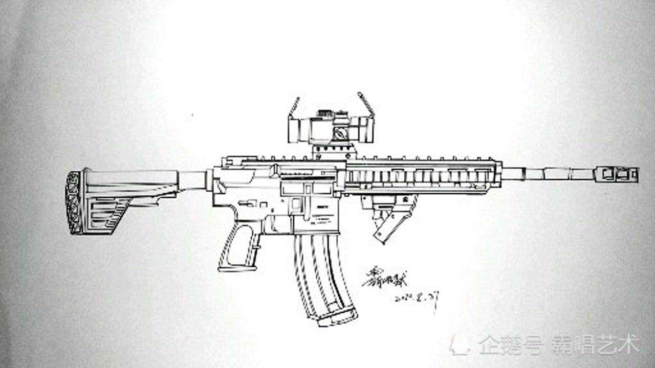 和平精英军备库枪械手绘全解析,性能均衡的m416突击步枪