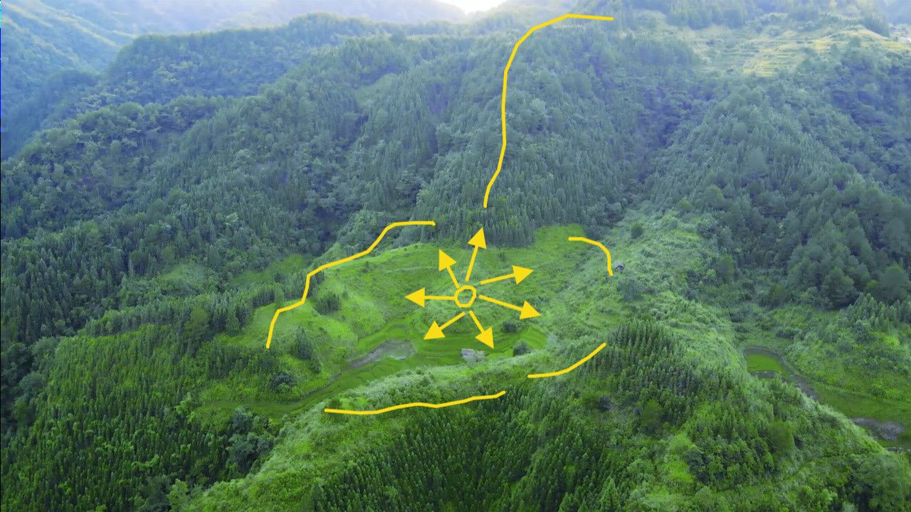 群山环绕一个山包藏风聚气这个地形才是顶级的风水宝地啊