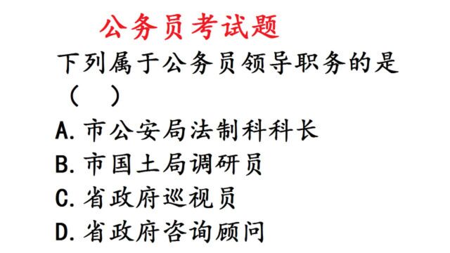 公务员考试题,省政府巡视员属于公务员领导职务吗?