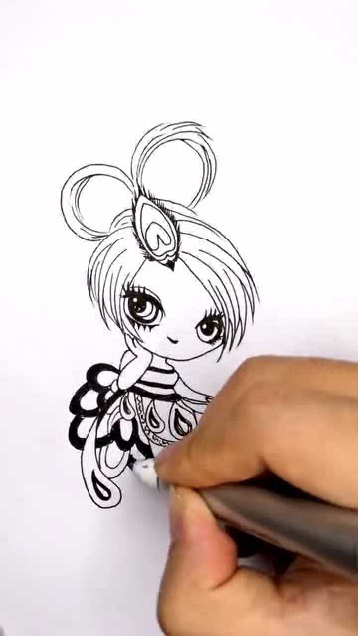 孔雀仙子的简笔画喜欢的小朋友不要错过哦