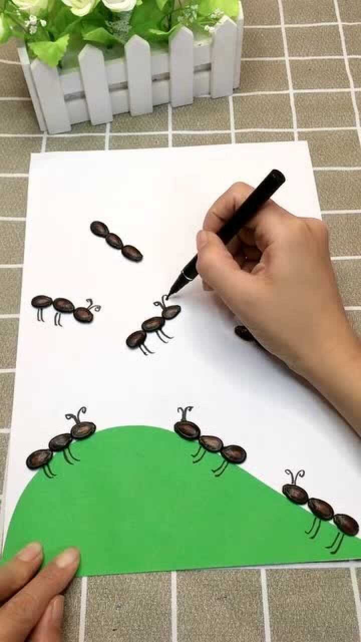 好有创意啊用西瓜籽画蚂蚁太有才了