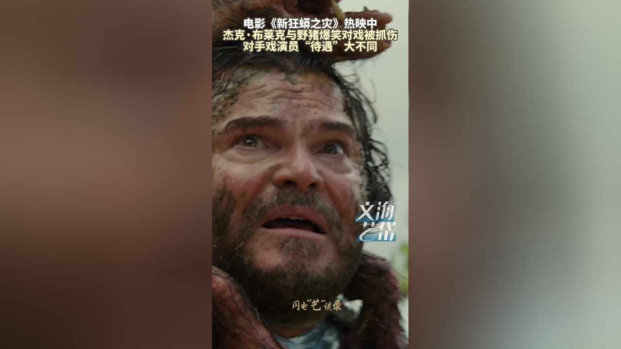 电影《新狂蟒之灾》热映中 杰克·布莱克与野猪爆笑对戏被抓伤