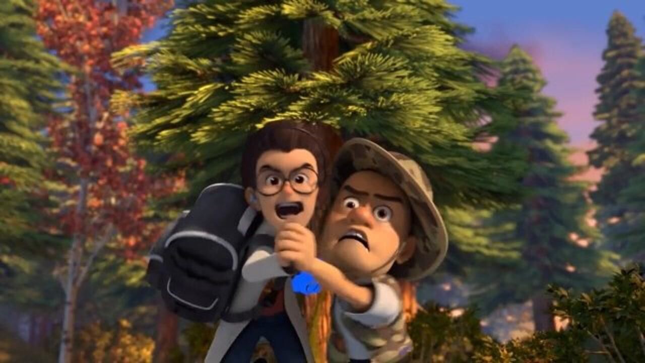 熊出没光头强和天才威为了躲炮弹一起合跳情侣拉丁舞