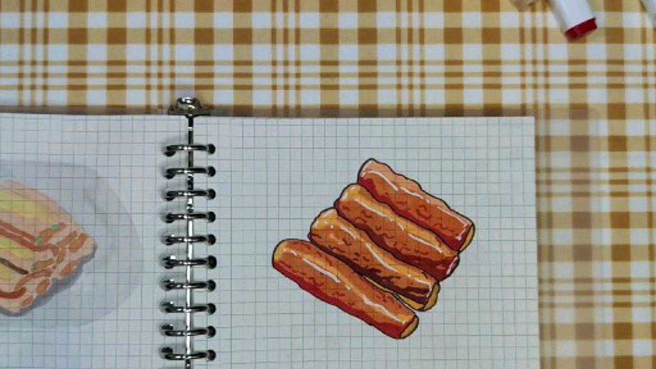 炸猪肉简笔画图片