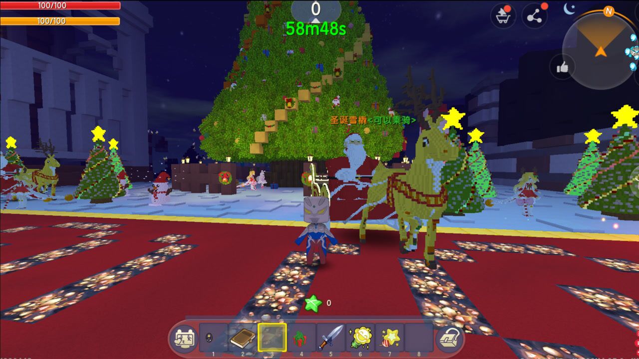 迷你世界圣诞星愿奥特曼来乘坐圣诞老人的圣诞雪橇车玩耍