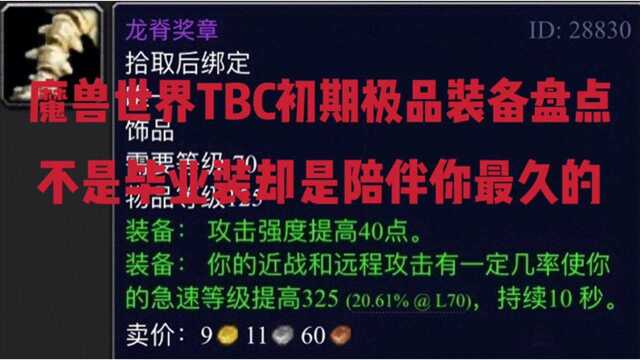 魔兽世界:TBC初期极品装备盘点,不是毕业的却是陪伴你最久的