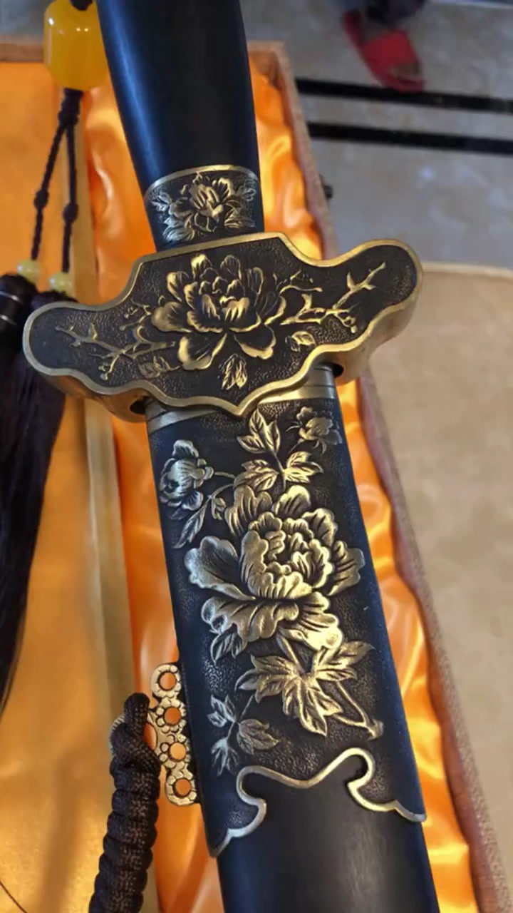 「鉴赏」牡丹剑,传统古法手工艺品,影视道具