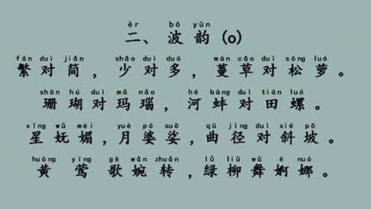 晨讀對韻二波韻 ——《小學對課》_騰訊視頻