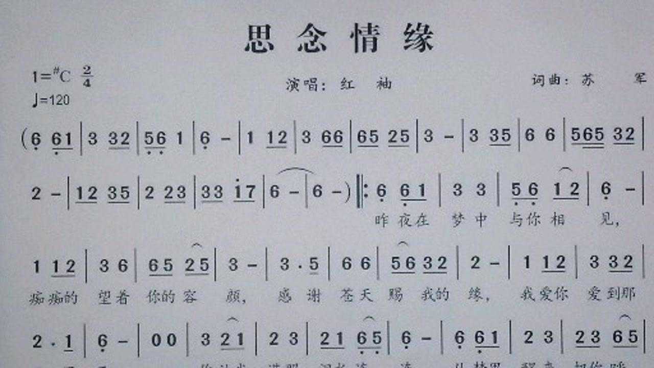 思念情缘简谱歌谱图片