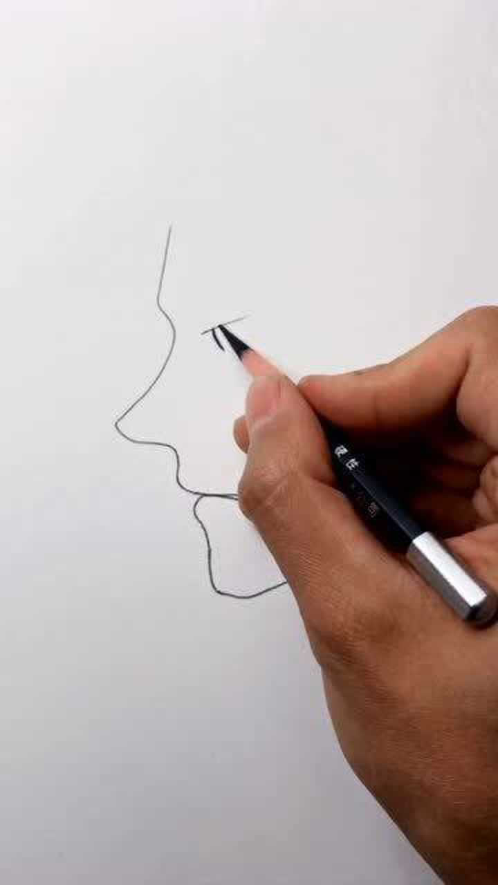 一笔画个侧脸