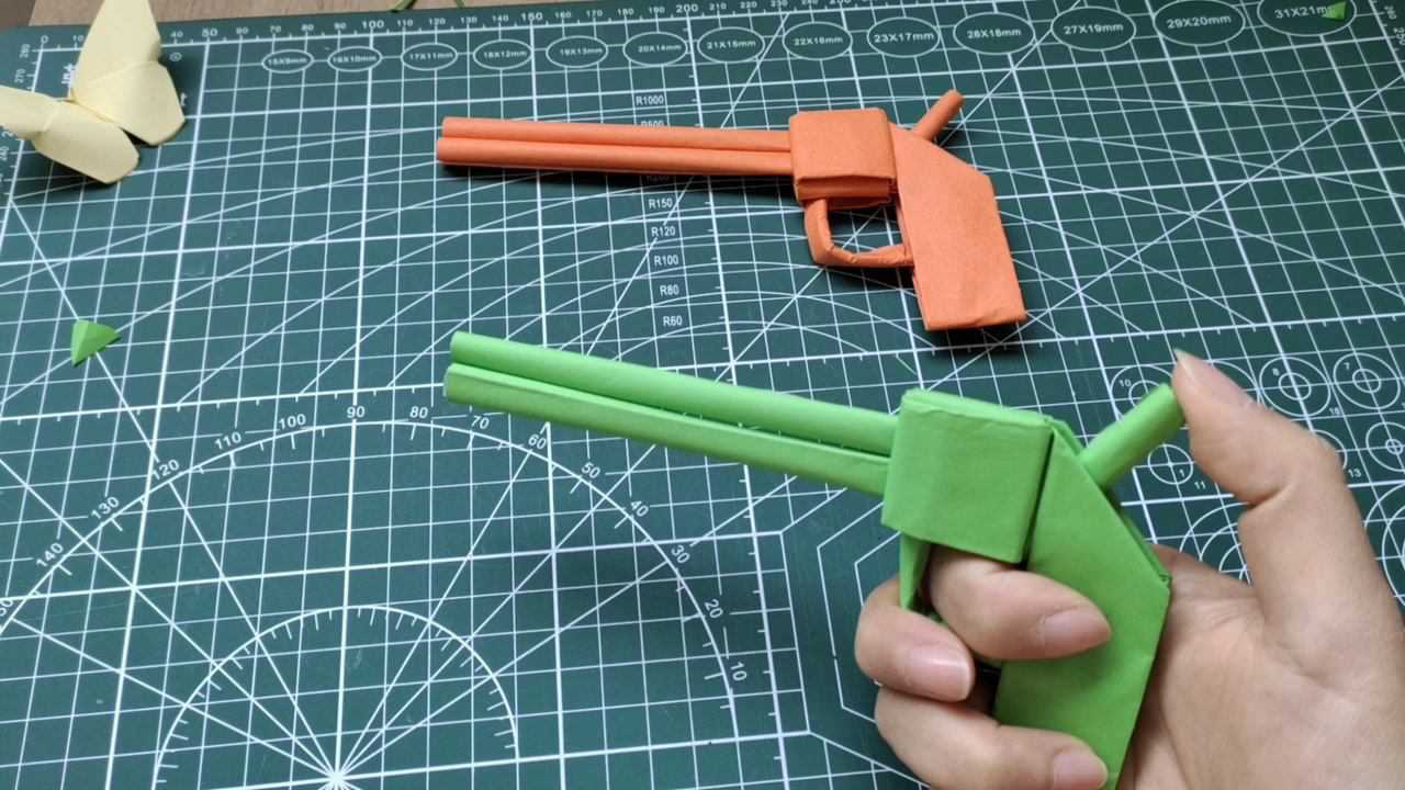 折纸教程手把手教你普通卡纸折玩具枪2分钟完成小朋友最爱