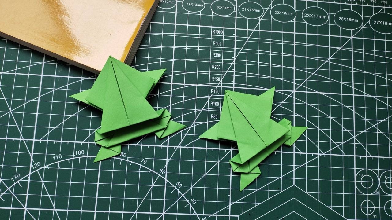 幼儿有趣手工折纸教你折1只跳得又快又远的青蛙小朋友抢着要