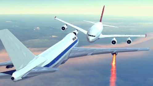 【Besiege围攻】游戏模拟飞机坠毁，波音747vs空客A380空中相撞