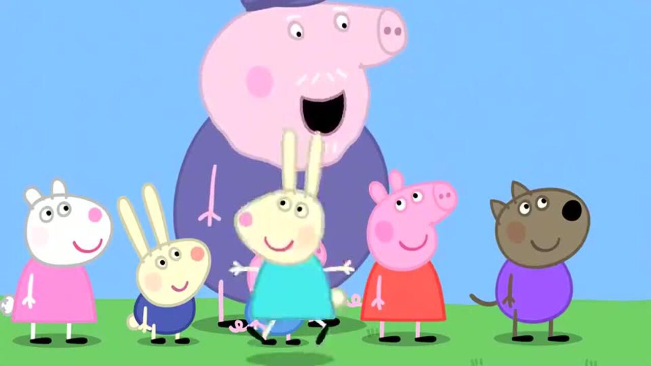 小猪佩奇:佩奇带猪爷爷来游乐场,告诉爷爷滑滑梯怎么玩