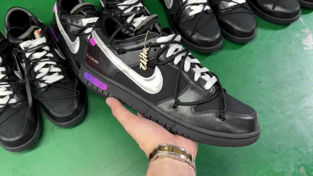 h12 ow off-white x nike dunk low "the 50" 黑银 no.