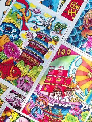 国庆节来啦这组国庆节建党100周年的绘画作品保存好你一定用的上