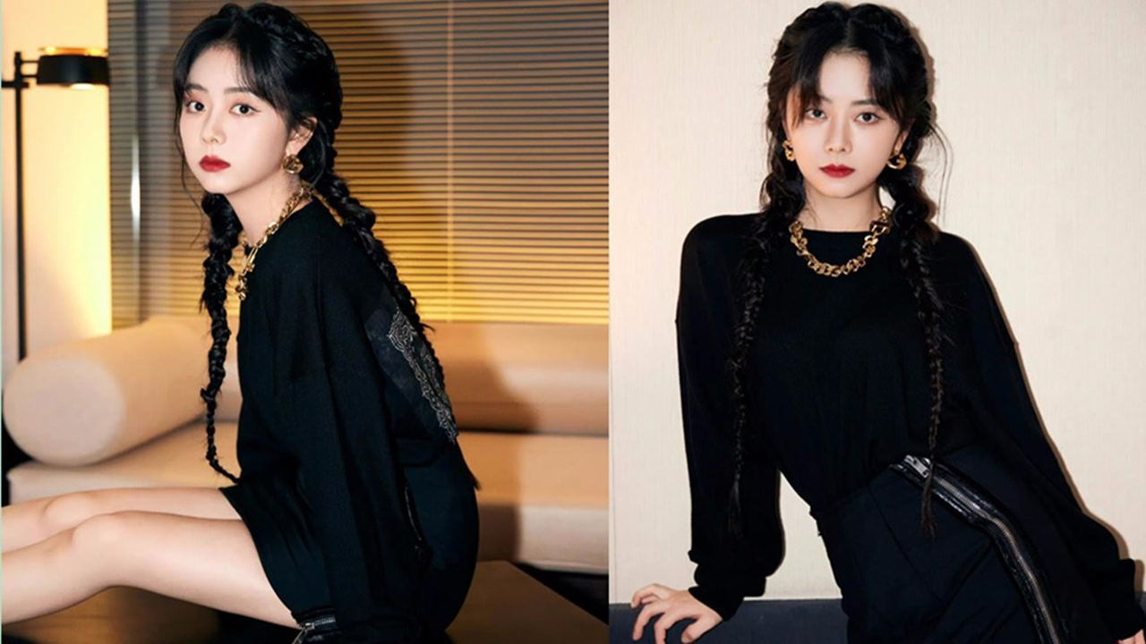 谭松韵最新写真曝光,黑金造型搭金色锁链配饰,又美又酷