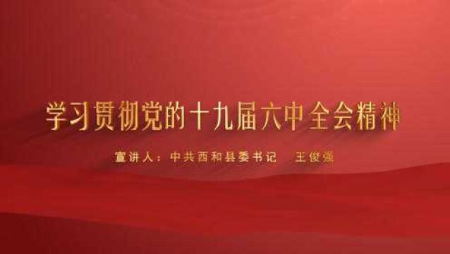 【学习贯彻党的十九届六中全会精神】西和县委书记王俊强带你学习~